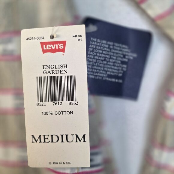 Levis 1991 Blouse Medium English Garden Stripe Button Up Shirt Deadstock Dockers - Picture 3 of 10